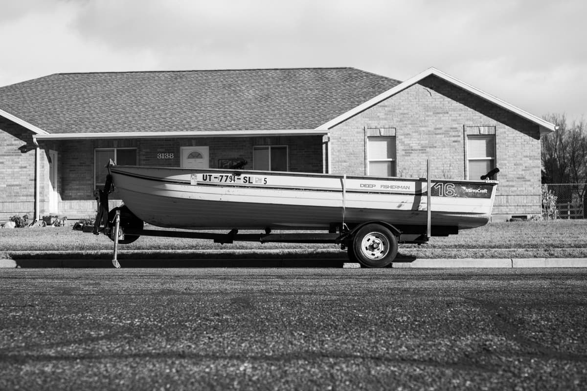 A boat on a trailer